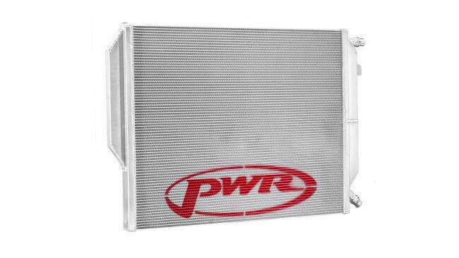 PWR A90 Supra 42mm Performance Heat Exchanger front view for Toyota Supra 2019+, enhancing performance and cooling.