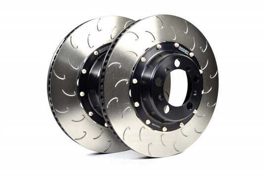 AP Racing 2-piece Competition J Hook disc pair for 991 GT3/RS and 718 GT4/Spyder RS, improves airflow and cooling.