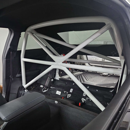 WPM G87 M2 Clubsport Half Cage installed in a car interior, enhancing safety and structural support.