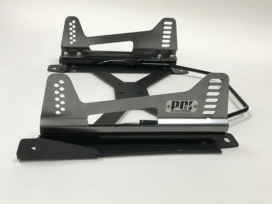 PCI A90 racing seat mounts with metallic gloss black finish for secure installation.