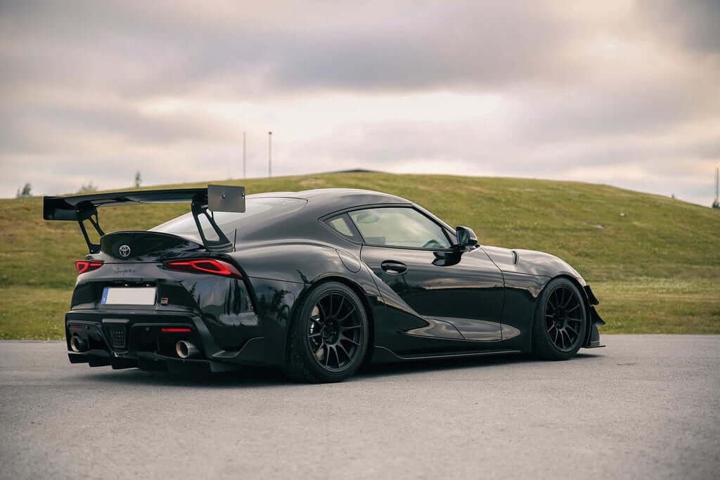 Mk5 Toyota Supra with Verus A90 UCW Carbon Wing enhancing rear downforce.