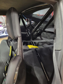 WPM 992 Clubsport Half Cage installed in Porsche 992, showcasing tight fitment and rear visibility features.